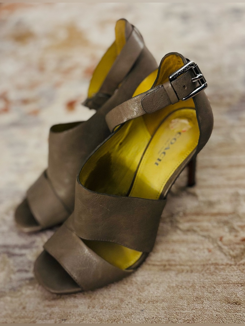 Coach Manhattan Soft Leather Open Toe Heels